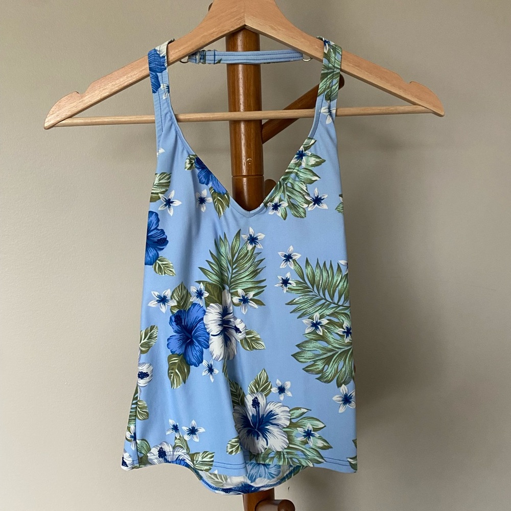 Tropical Floral Print Halter Tank Top